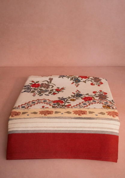 Sommerset Scroll Red Cotton Tablecloth
