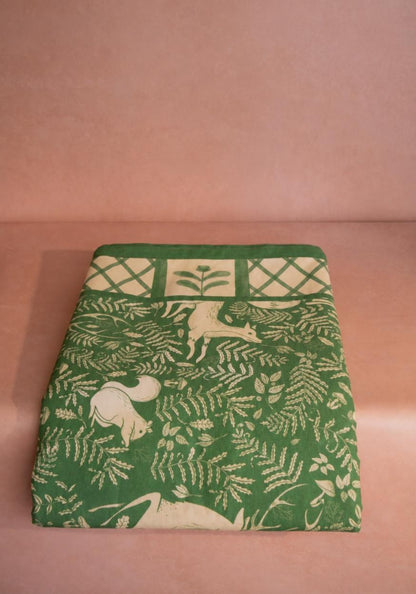 The Wycliffe Woodland Green Cotton Tablecloth