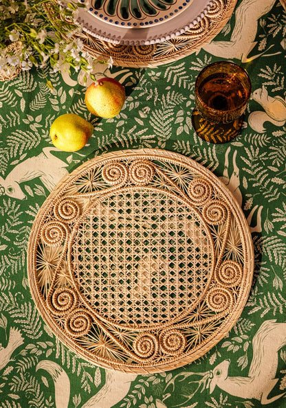 The Wycliffe Woodland Green Cotton Tablecloth