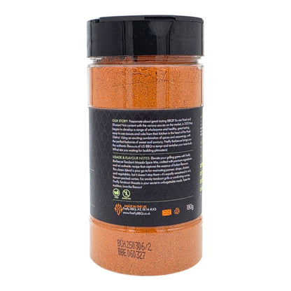 FireFly Barbecue Tandoori Spice Seasoning BBQ Rub in a jar with vibrant spices and herbs for flavorful grilling.