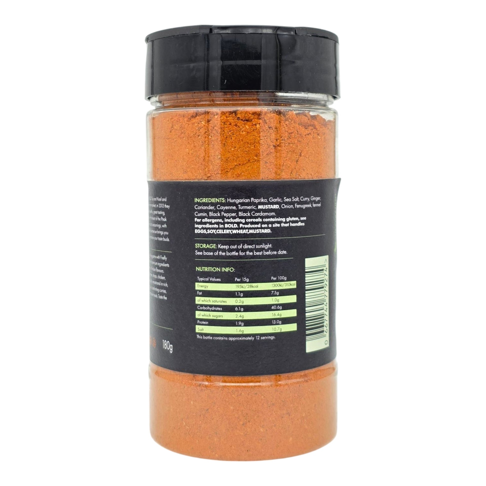FireFly Barbecue Tandoori Spice Seasoning BBQ Rub in a jar with a vibrant spice blend and label visible.