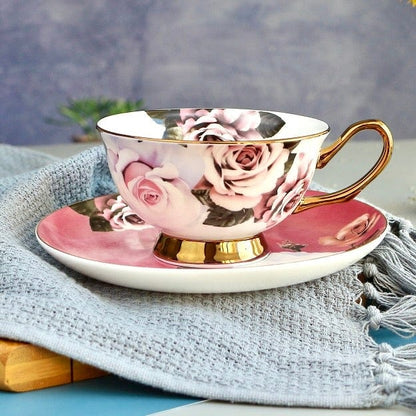 Rosette Majesty Bone China Teacup and Saucer