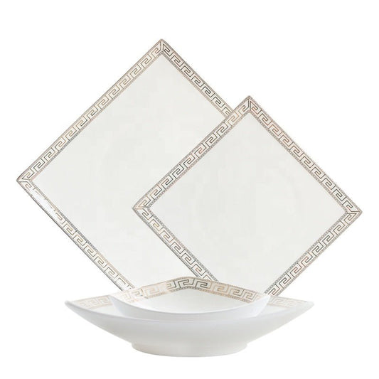 Elegant bone china dinner set by KitchBoom, includes 16 or 24 pieces with plates, bowls, and cups for stylish dining.