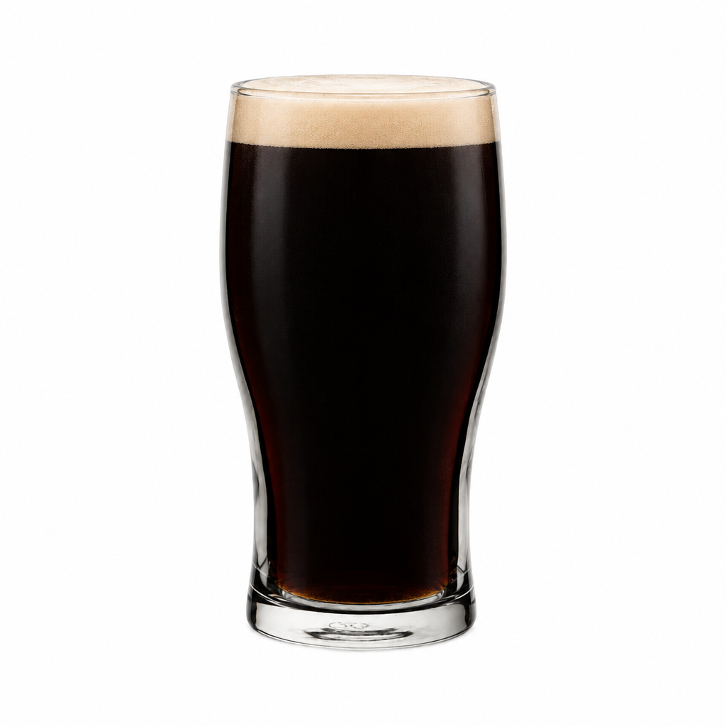 Set of six Tulip Pint Glasses by Glassware UK, 570ml tankards with a Guinness-style stout design, ideal for craft beers and ales.
