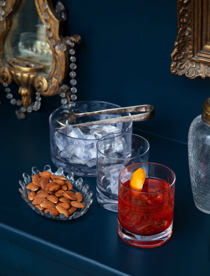 Crystal ice dish with stars design by The Vintage List, featuring a clear glass surface and star-shaped patterns.