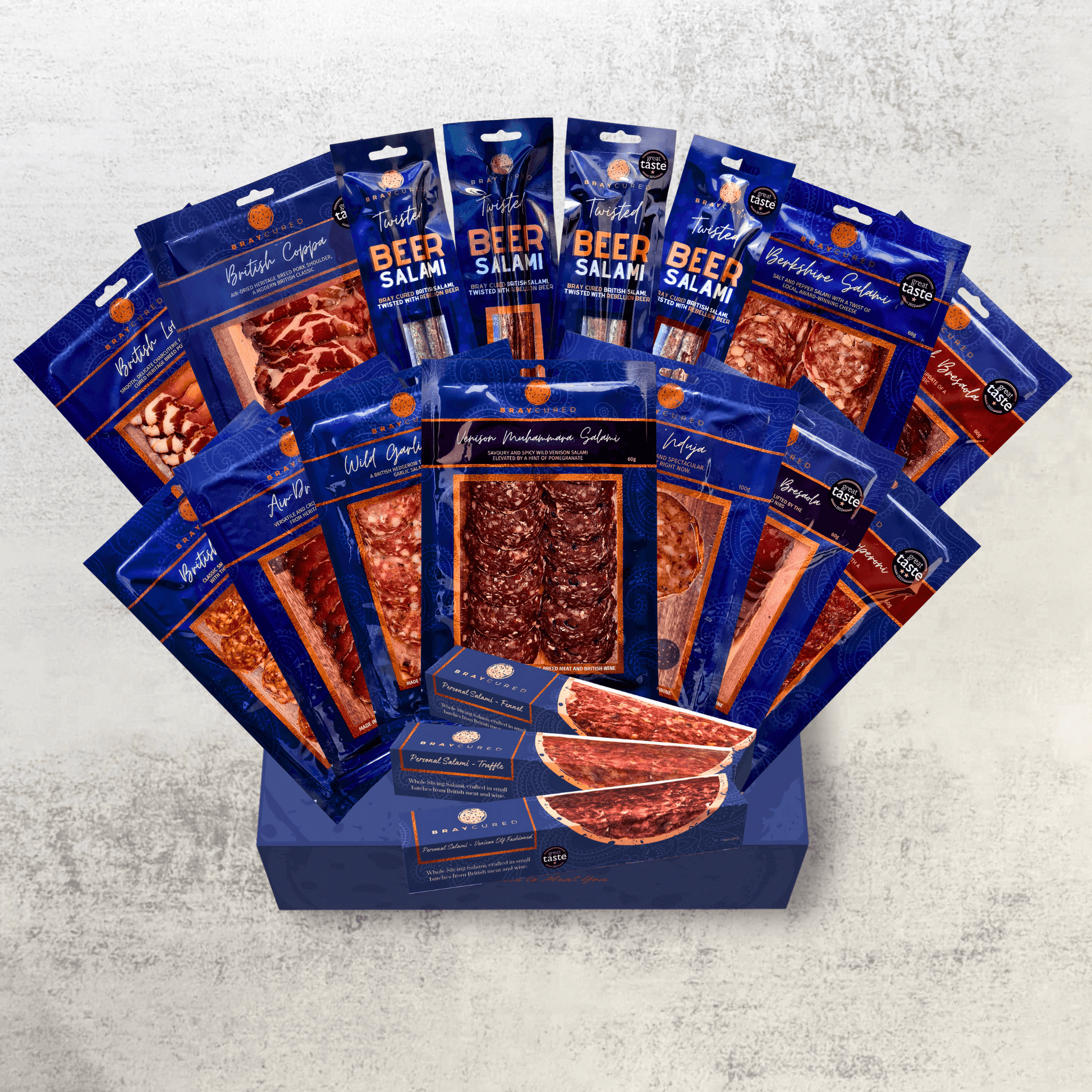 Platter of Bray Cured's Ultimate Taste of Bray Cured charcuterie selection featuring assorted cured meats and artisanal cuts.