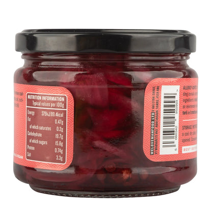 Jar of Manfood Vietnamese pickled onions with sliced onions and herbs visible inside the clear glass container.