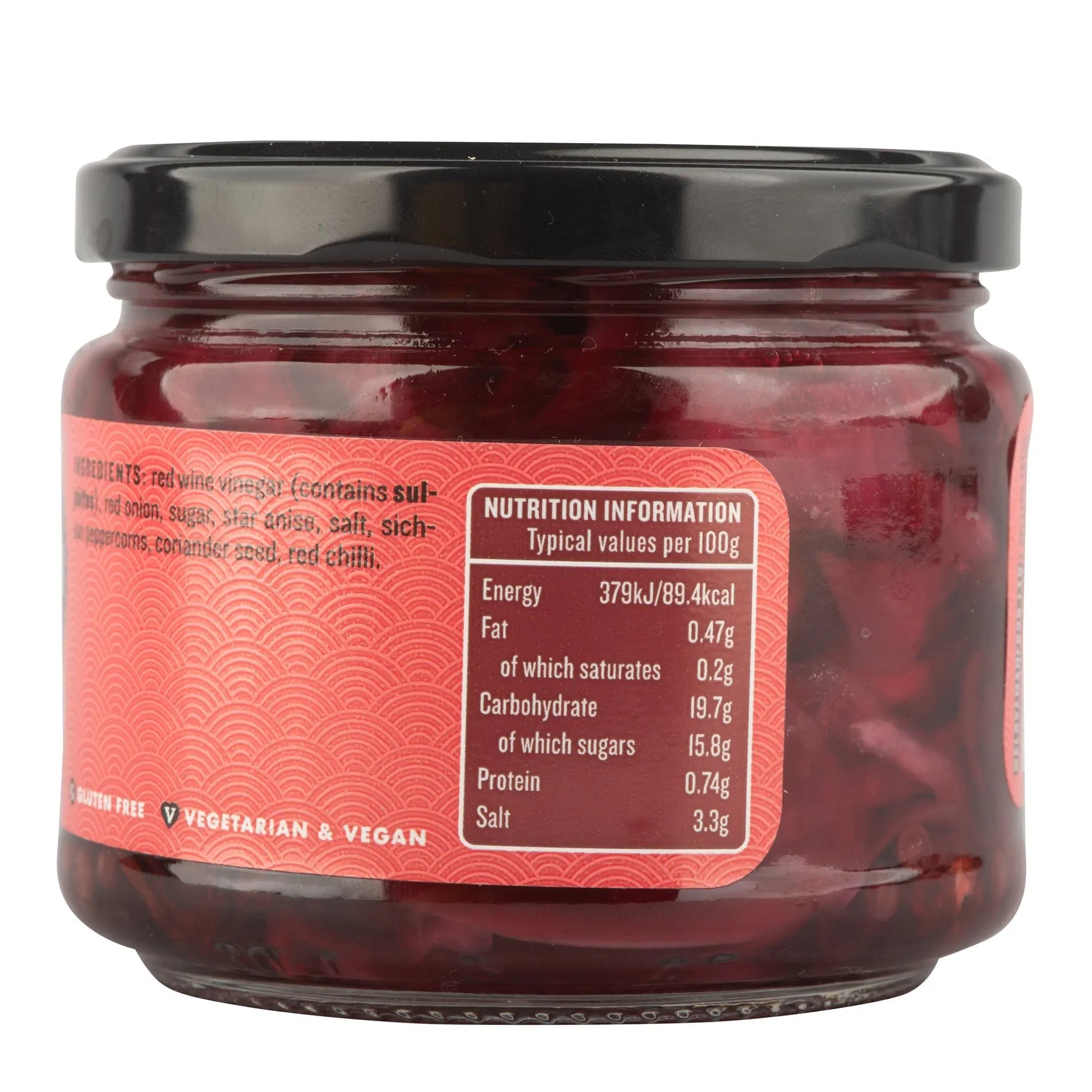 Jar of Manfood Vietnamese Pickled Onions, showcasing vibrant, sliced pickles in a clear glass jar with a metal lid.