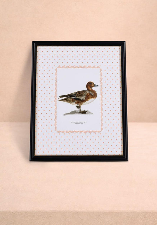 Framed wall art print of a dashing duck by Casa Josephine Jenno, perfect for stylish home decor.