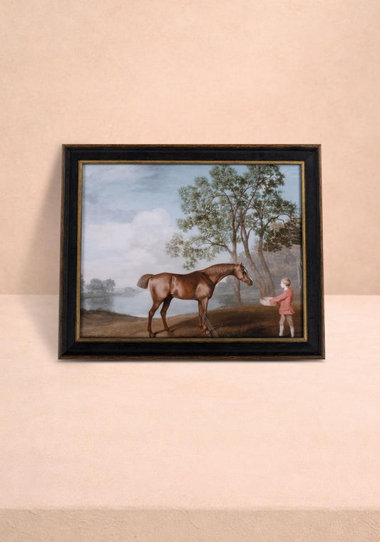 Vintage-style horse wall art featuring a boy, by Casa by Josephine Jenno, showcasing a charming equestrian scene.