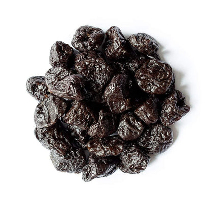 Medium French Prunes from Whole Food Earth, unsorbated dried fruits, GMO-free, vegan, dairy-free, no added sugar.