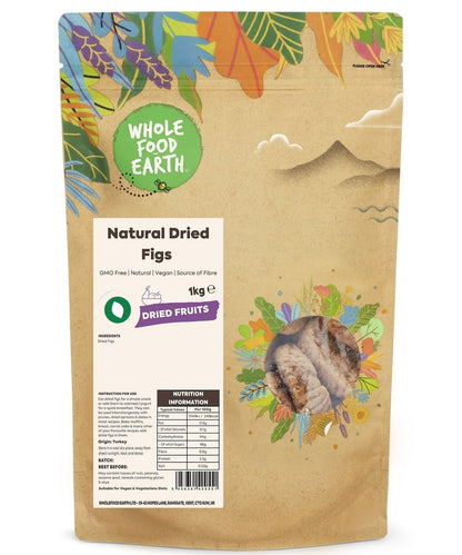 Whole Food Earth natural dried figs, GMO-free dried fruits, close-up of ripe, sweet figs in a natural setting