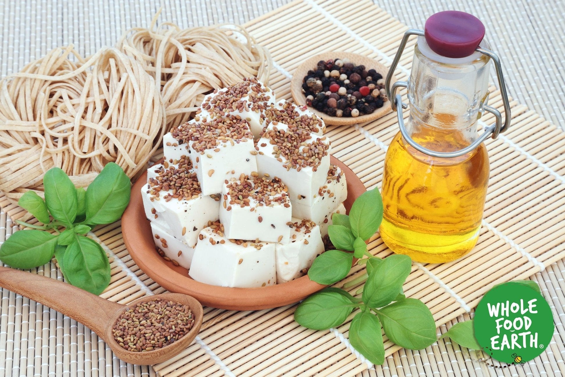 Organic alfalfa seeds from Whole Food Earth, raw, GMO-free, vegan, and additive-free nuts and seeds product.