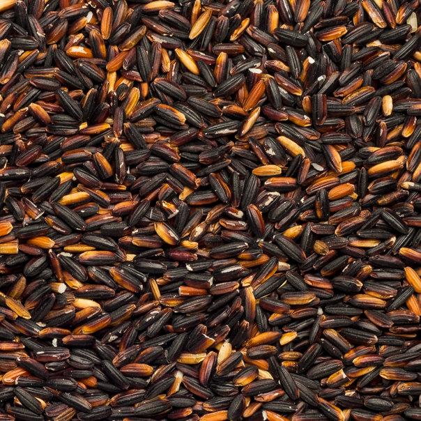 Organic black glutinous rice from Whole Food Earth, raw and GMO-free, displayed in a clear bowl with rice grains visible.