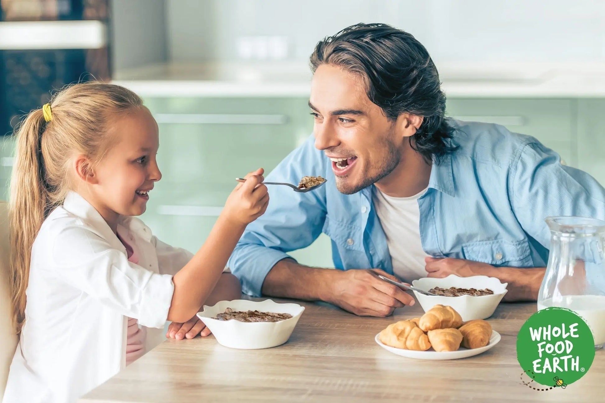 Whole Food Earth Organic Bran Flakes cereal in a bowl, showing the crispy, golden-brown flakes with no added sugar or GMOs.