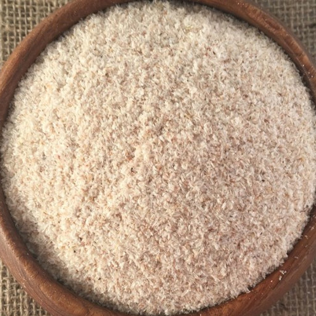 Organic Psyllium Husk from Whole Food Earth, raw blonde specialty fiber in a clear container, GMO-free and natural.