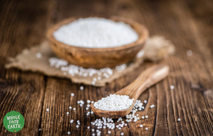 Whole Food Earth tapioca seed pearls, GMO-free vegan grains, suitable for gluten-free and dairy-free recipes.