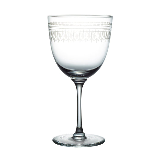 Large crystal wine glasses with oval-shaped design, featuring elegant craftsmanship from The Vintage List.
