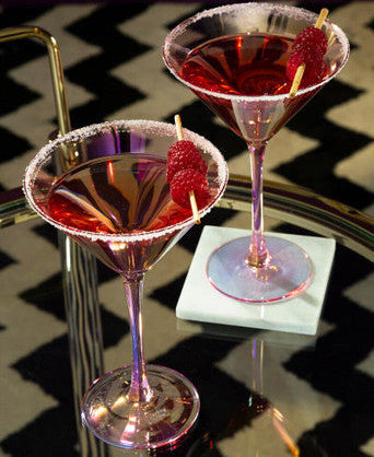 Set of 2 Orsina Frosted Deco martini glasses with textured frosted finish